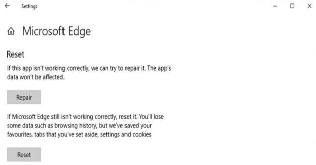 Браузер Microsoft Edge очистка обнуление